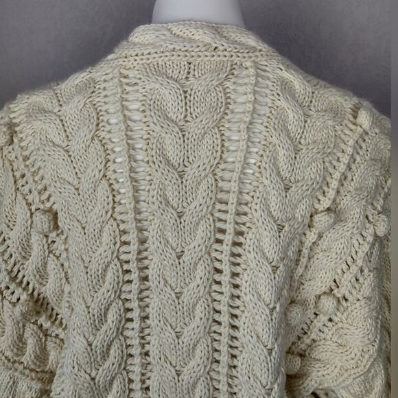 Ulla Johnson Lilo Cardigan Merino Wool Baby Llama Cable Sweater Creme Size Large - Picture 12 of 15